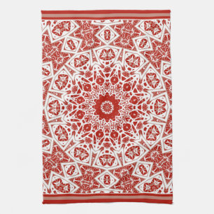 red and white , ethnic bandana kitchen towel