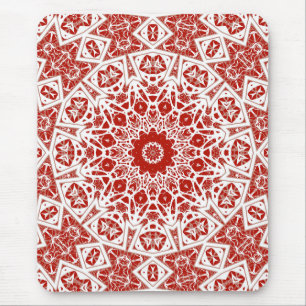 red and white , ethnic  bandana mouse pad
