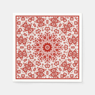 red and white , ethnic bandana napkin