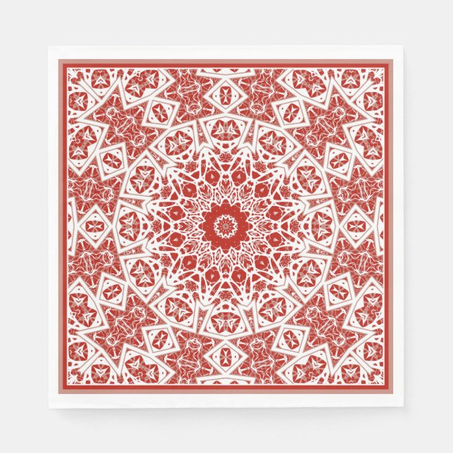 red and white , ethnic  bandana napkin (Front)