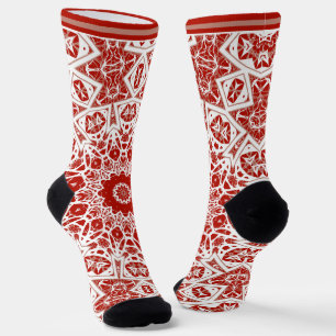 red and white , ethnic  bandana socks