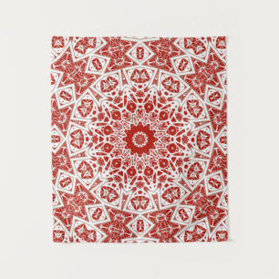 red and white , ethnic  bandana tapestry