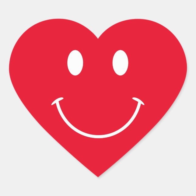 Red and White Face Heart Sticker (Front)