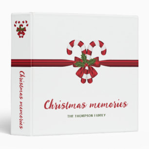 Red And White Festive Candy Canes Bow And Text Binder