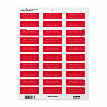Red and White Festive Holiday Return Address Label<br><div class="desc">Classic return address labels. White font on a red background. Stick to the left front or back flap of envelopes and small packages holidays and daily mail.</div>