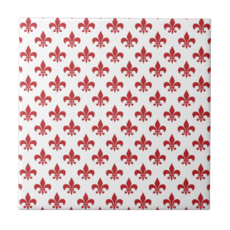 Red And White fleur-de-lys Tile