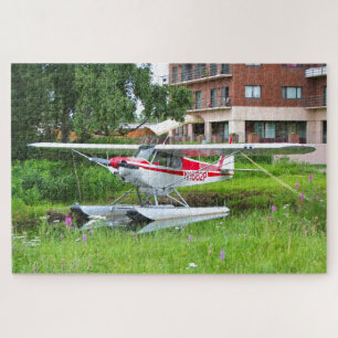 Red and white float plane, Lake Hood, Alaska   Jigsaw Puzzle