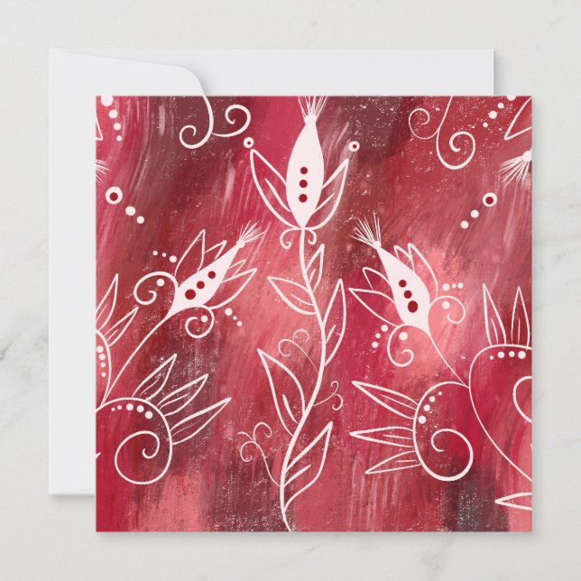 Red And White Floral Pattern Card (Front)