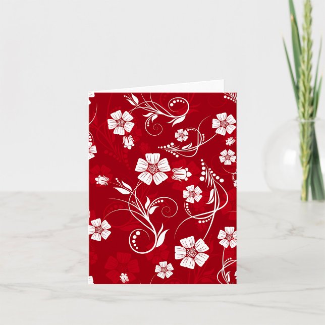 Red and White Floral Pattern Card (Creator Uploaded)