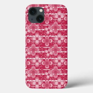 Red and white floral pattern iPhone 13 case