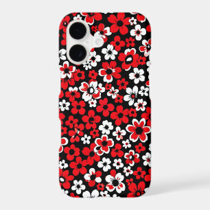 Red and White Floral Pattern Phone Case