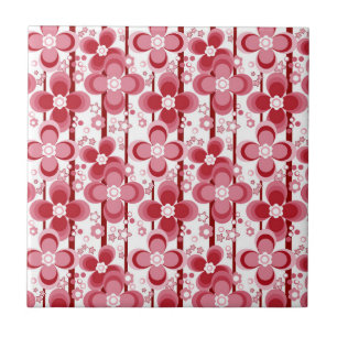 Red and white floral pattern tile