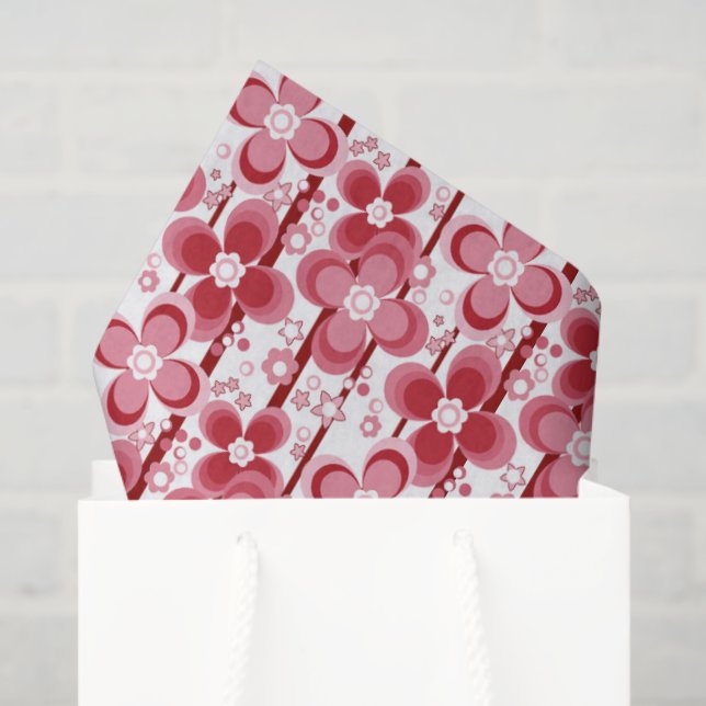 Red and white floral pattern tissue paper (Gift Bag)