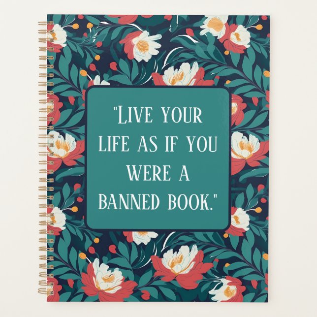 Red and White Floral Personalized Quote Planner (Front)