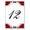 Red and White Floral Reception Table Number Card