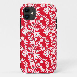 Red And White Floral Repeating Pattern iPhone 11 Case