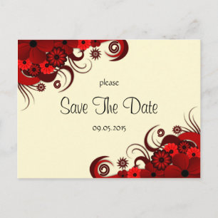 Red and White Floral Save The Date Announcements