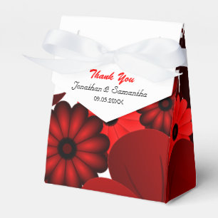 Red and White Floral Tent With Ribbon Favour Box