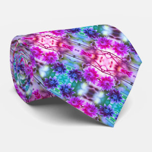 Red And White Flower Pair Abstract Art      Tie