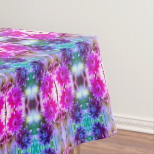 Red And White Flower Pair Abstract Art Tinted  Tablecloth