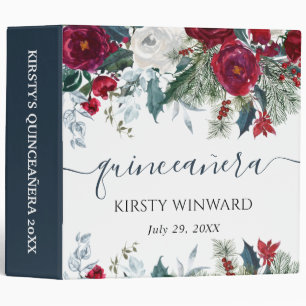 Red and White Flowers Quinceanera Photo Album Binder