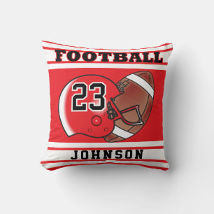 Red and White Football   DIY Name & Number Throw Pillow