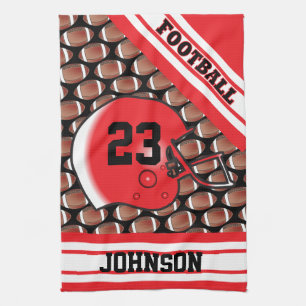 Red and White Football Kitchen Towel