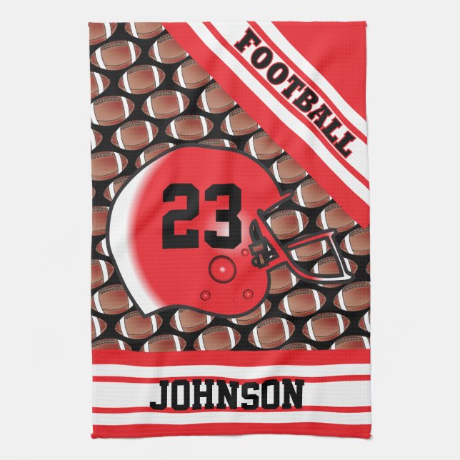 Red and White Football Kitchen Towel (Vertical)