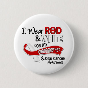 Red And White For My Grandmother 42 Oral Cancer 2 Inch Round Button