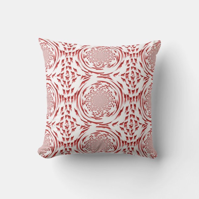 Red and White Fractal Bows Throw Pillow (Front)