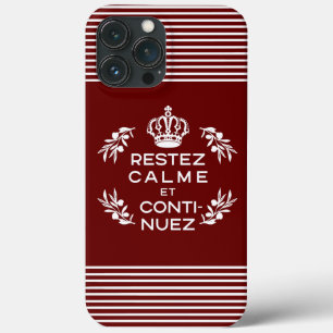 red and white French Keep Calm and Carry On iPhone 13 Pro Max Case