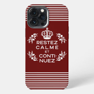 red and white French Keep Calm and Carry On iPhone 13 Pro Max Case