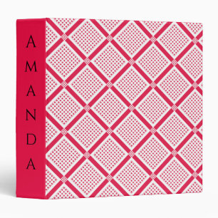 Red and white geometric checkered pattern retro    binder