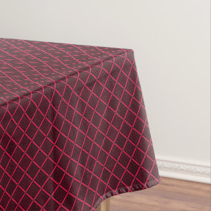 Red and white geometric checkered pattern retro tablecloth