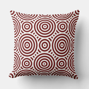 Red And White Geometric Circular Pattern Throw Pillow