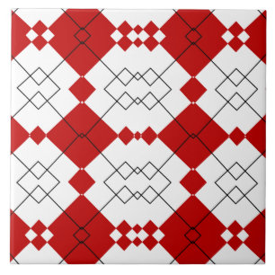 Red and White Geometric Pattern Design Tile