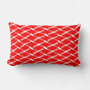 Red and White Geometric Pattern  Lumbar Pillow