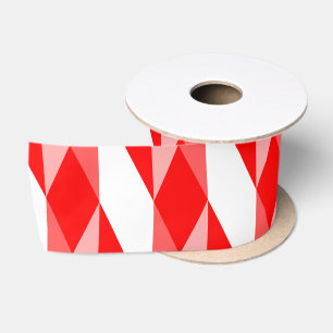 Red and White Geometric Pattern Satin Ribbon