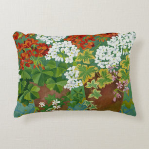 Red and white geraniums in pots 2013 accent pillow