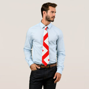 Red and White Giant Vertical Chevron Neck Tie