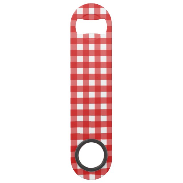 Red and white gingham bar key (Front)