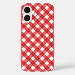 Red and white gingham iPhone 16 case
