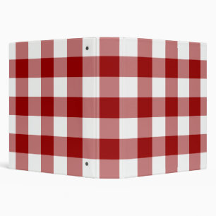 Red and White Gingham Check Pattern Binder