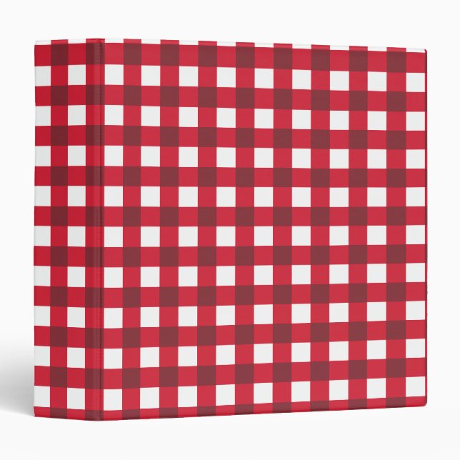 Red And White Gingham Check Pattern Holiday Binder (Front/Spine)