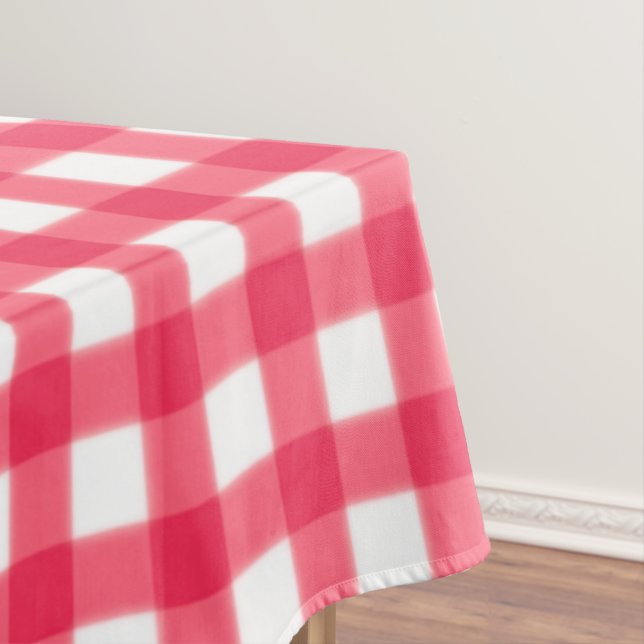 Red and White Gingham Chequerboard pattern Tablecloth (In Situ)