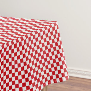 Red And White Gingham Chequered Tablecloth