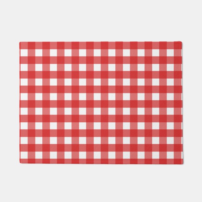 Red and white gingham doormat (Front)