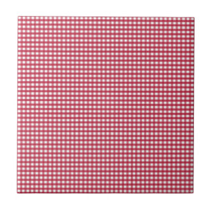 Red and White Gingham Editable Label Tile