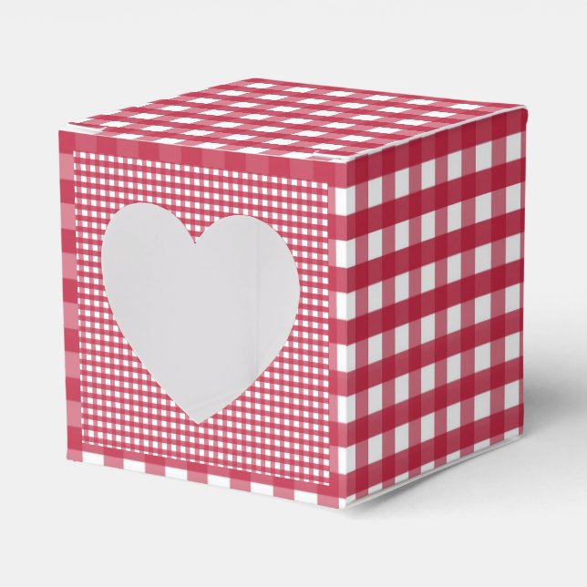 Red and White Gingham  Favor Box (Front Side)
