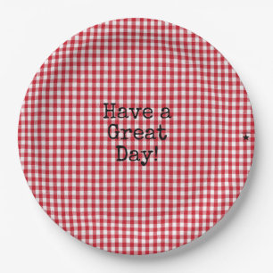 Red and White Gingham - HAMbyWG Paper Bowls Plate